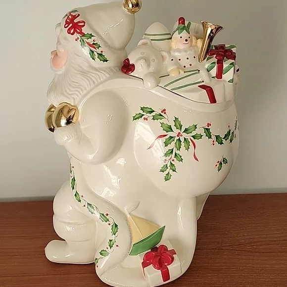 Vintage 1999 Lenox Holiday Collection Santa Skates Cookie Jar - Picture 3 of 13
